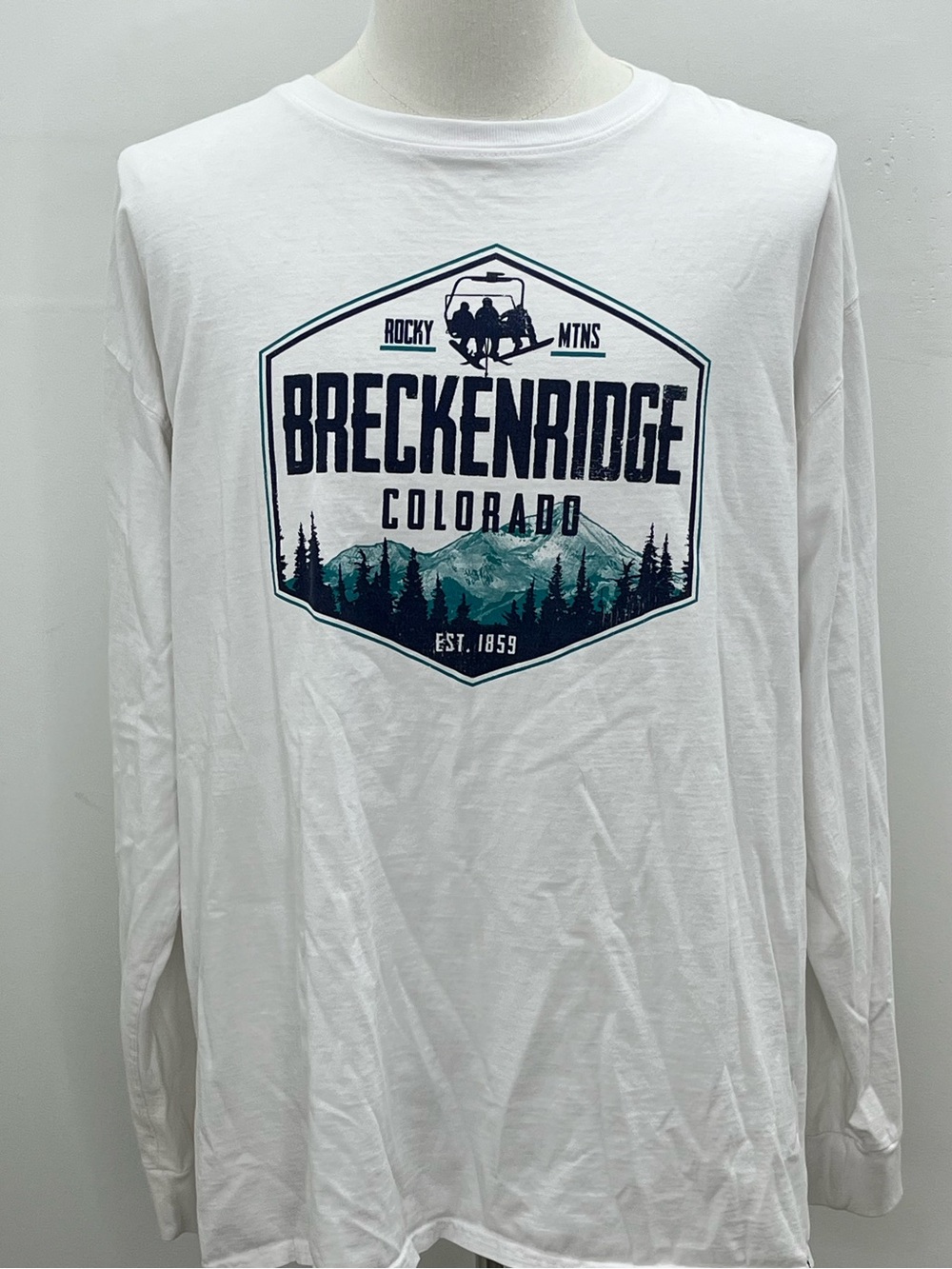 Techstyles Mens’s Breckenridge Colorado Rocky Mountains Long Sleeve T-Shirt XL
